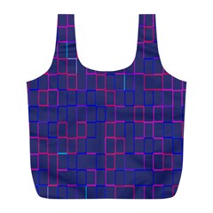 Grid Lines Square Pink Cyan Purple Blue Squares Lines Plaid Full Print Recycle Bags (l)  by Mariart