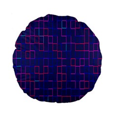 Grid Lines Square Pink Cyan Purple Blue Squares Lines Plaid Standard 15  Premium Flano Round Cushions by Mariart