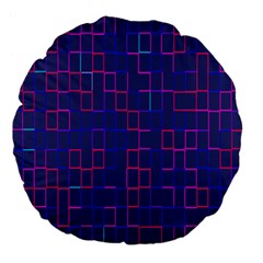 Grid Lines Square Pink Cyan Purple Blue Squares Lines Plaid Large 18  Premium Flano Round Cushions by Mariart