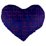 Grid Lines Square Pink Cyan Purple Blue Squares Lines Plaid Large 19  Premium Flano Heart Shape Cushions Front