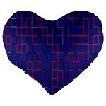 Grid Lines Square Pink Cyan Purple Blue Squares Lines Plaid Large 19  Premium Flano Heart Shape Cushions Back