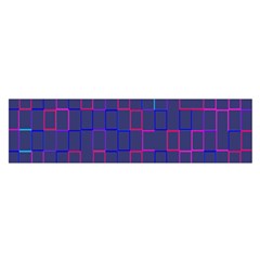 Grid Lines Square Pink Cyan Purple Blue Squares Lines Plaid Satin Scarf (oblong) by Mariart