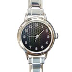 Hexagons Honeycomb Round Italian Charm Watch Front