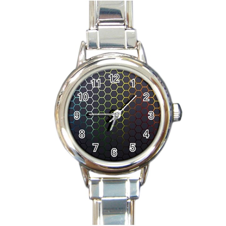 Hexagons Honeycomb Round Italian Charm Watch