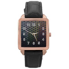 Hexagons Honeycomb Rose Gold Leather Watch  by Mariart