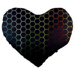 Hexagons Honeycomb Large 19  Premium Flano Heart Shape Cushions by Mariart