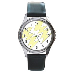 Lightning Yellow Round Metal Watch