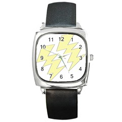 Lightning Yellow Square Metal Watch by Mariart