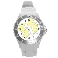 Lightning Yellow Round Plastic Sport Watch (l) by Mariart