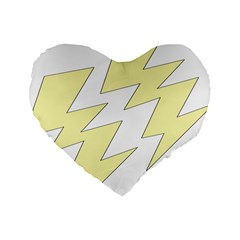 Lightning Yellow Standard 16  Premium Heart Shape Cushions