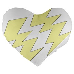 Lightning Yellow Large 19  Premium Heart Shape Cushions by Mariart