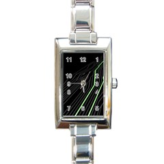 Green Lines Black Anime Arrival Night Light Rectangle Italian Charm Watch