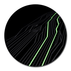 Green Lines Black Anime Arrival Night Light Round Mousepads by Mariart