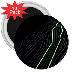 Green Lines Black Anime Arrival Night Light 3  Magnets (10 Pack)  by Mariart