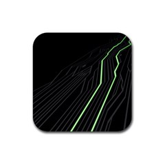 Green Lines Black Anime Arrival Night Light Rubber Coaster (square)  by Mariart