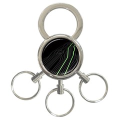 Green Lines Black Anime Arrival Night Light 3-ring Key Chains by Mariart