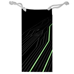 Green Lines Black Anime Arrival Night Light Jewelry Bag by Mariart