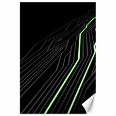 Green Lines Black Anime Arrival Night Light Canvas 20  X 30   by Mariart