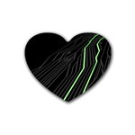 Green Lines Black Anime Arrival Night Light Rubber Coaster (Heart)  Front