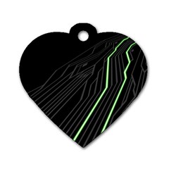 Green Lines Black Anime Arrival Night Light Dog Tag Heart (two Sides) by Mariart