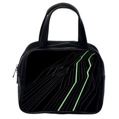 Green Lines Black Anime Arrival Night Light Classic Handbags (one Side) by Mariart