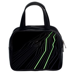 Green Lines Black Anime Arrival Night Light Classic Handbags (2 Sides) by Mariart