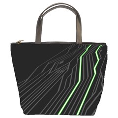 Green Lines Black Anime Arrival Night Light Bucket Bags by Mariart