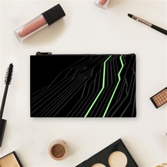 Green Lines Black Anime Arrival Night Light Cosmetic Bag (small) 