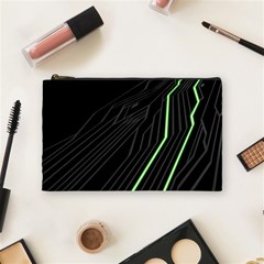 Green Lines Black Anime Arrival Night Light Cosmetic Bag (medium)  by Mariart