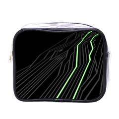 Green Lines Black Anime Arrival Night Light Mini Toiletries Bags by Mariart