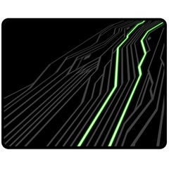 Green Lines Black Anime Arrival Night Light Fleece Blanket (medium)  by Mariart