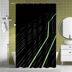 Green Lines Black Anime Arrival Night Light Shower Curtain 48  X 72  (small)  by Mariart