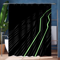 Green Lines Black Anime Arrival Night Light Shower Curtain 60  X 72  (medium)  by Mariart