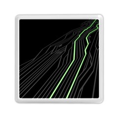 Green Lines Black Anime Arrival Night Light Memory Card Reader (square)  by Mariart