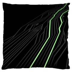 Green Lines Black Anime Arrival Night Light Large Cushion Case (one Side) by Mariart