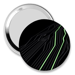 Green Lines Black Anime Arrival Night Light 3  Handbag Mirrors