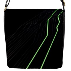 Green Lines Black Anime Arrival Night Light Flap Messenger Bag (s) by Mariart