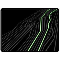 Green Lines Black Anime Arrival Night Light Double Sided Fleece Blanket (large)  by Mariart