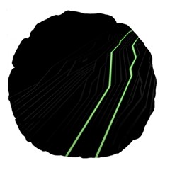 Green Lines Black Anime Arrival Night Light Large 18  Premium Flano Round Cushions by Mariart