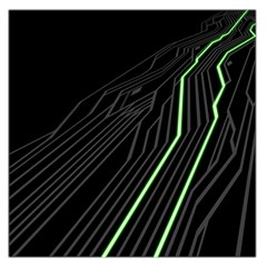 Green Lines Black Anime Arrival Night Light Large Satin Scarf (square) by Mariart