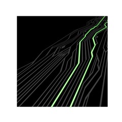 Green Lines Black Anime Arrival Night Light Small Satin Scarf (square) by Mariart