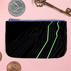 Green Lines Black Anime Arrival Night Light Large Coin Purse