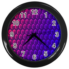 Hexagon Widescreen Purple Pink Wall Clocks (black) by Mariart