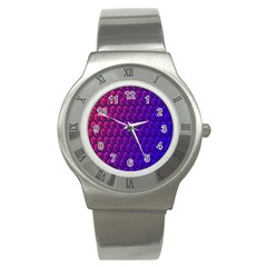 Hexagon Widescreen Purple Pink Stainless Steel Watch by Mariart