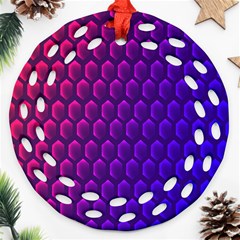 Hexagon Widescreen Purple Pink Round Filigree Ornament (two Sides)