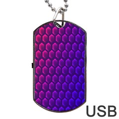 Hexagon Widescreen Purple Pink Dog Tag Usb Flash (two Sides) by Mariart