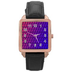 Hexagon Widescreen Purple Pink Rose Gold Leather Watch 