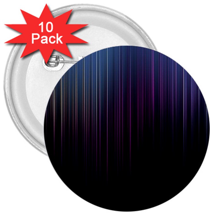 Moonlight Light Line Vertical Blue Black 3  Buttons (10 pack) 