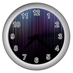 Moonlight Light Line Vertical Blue Black Wall Clocks (silver) 