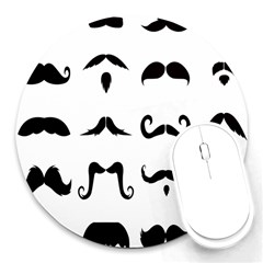 Mustache Man Black Hair Style Round Mousepads